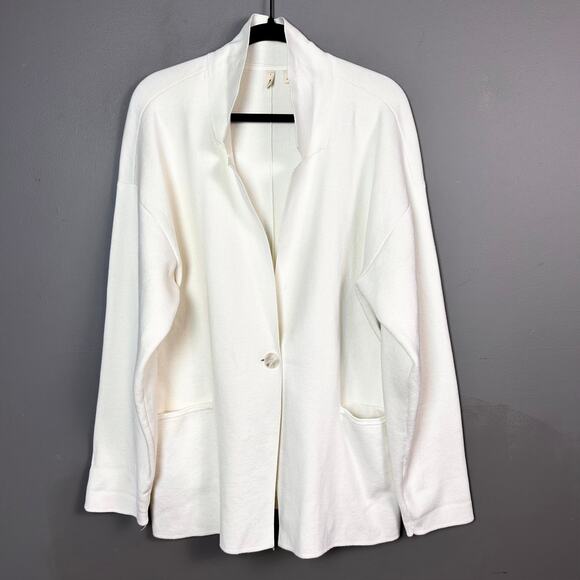 Athropologie Moth sweater jacket Large blazer swacket cream office minimalist - Picture 1 of 7